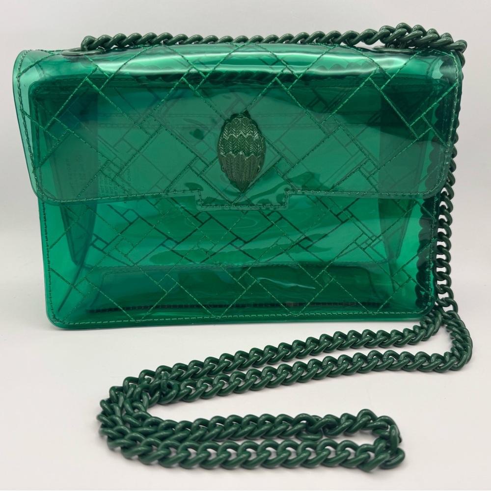 Kurt Geiger Vinyl Medium Kensington Eagle Chain Crossbody Shoulder Bag Green
